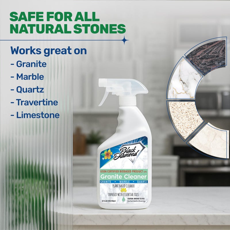 Black Diamond Stoneworks Granite Counter Cleaner: USDA Certified BIOBASED- Safe for Granite and other stone countertops. Safe for food contact formula to keep your countertops looking fresh and clean! - Image 5